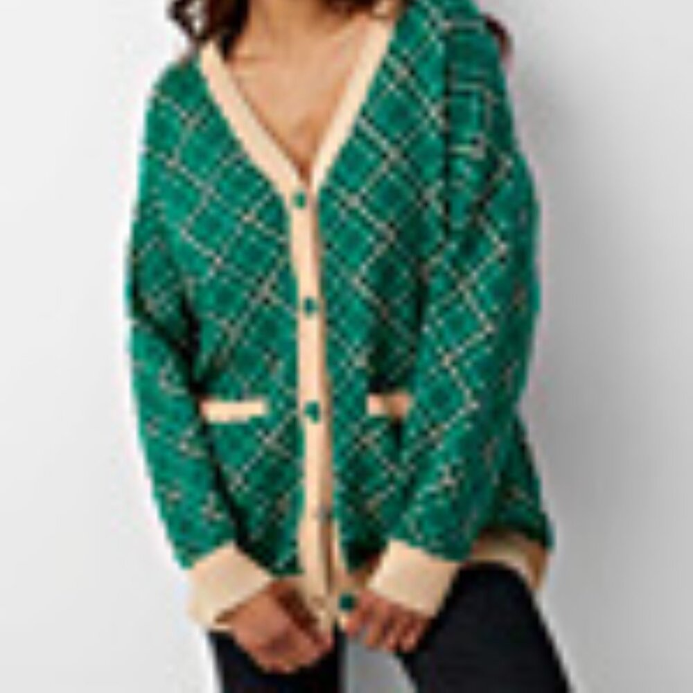 Geometric Jacquard Cardigan